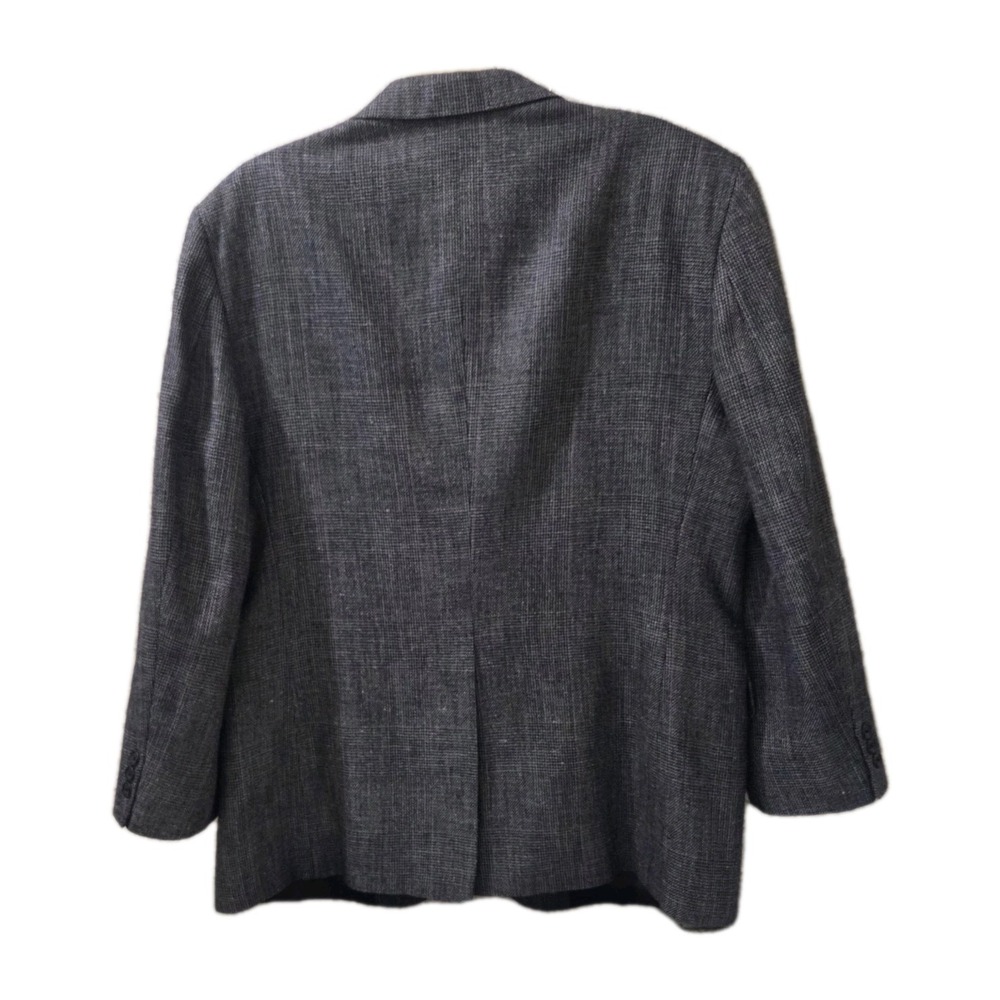 Haggar Imperial Blazer Mens 44 Gray Plaid Sport Coat Wool Blend 2 Button Lined - Picture 8 of 10